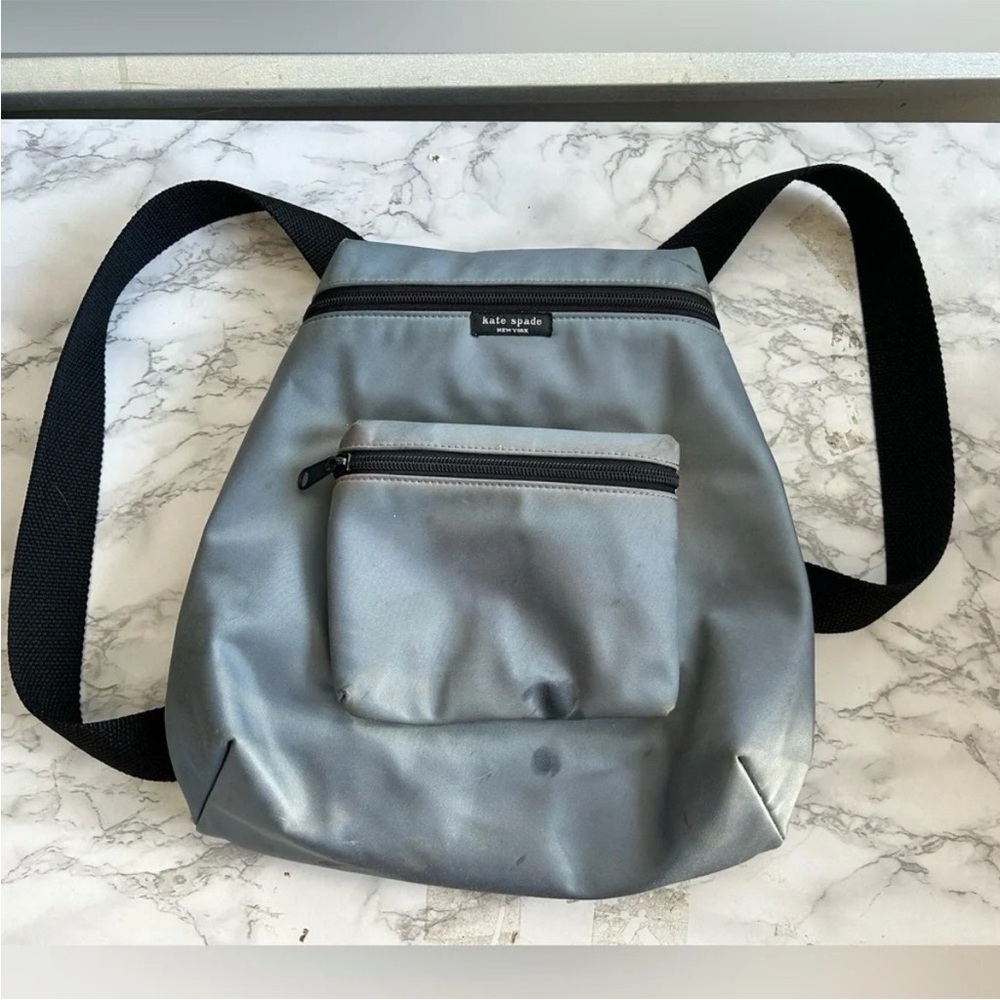 Vintage KATE SPADE
NEW YORK Dusty
Blue/Gray
Two Strap adjustable
Nylon Backpack